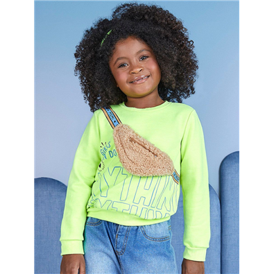 Blusa Infantil Feminino Neon Com Pochete