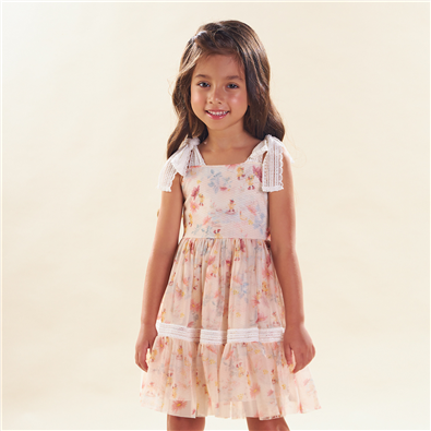 Vestido Infantil Feminino Tule Estampado